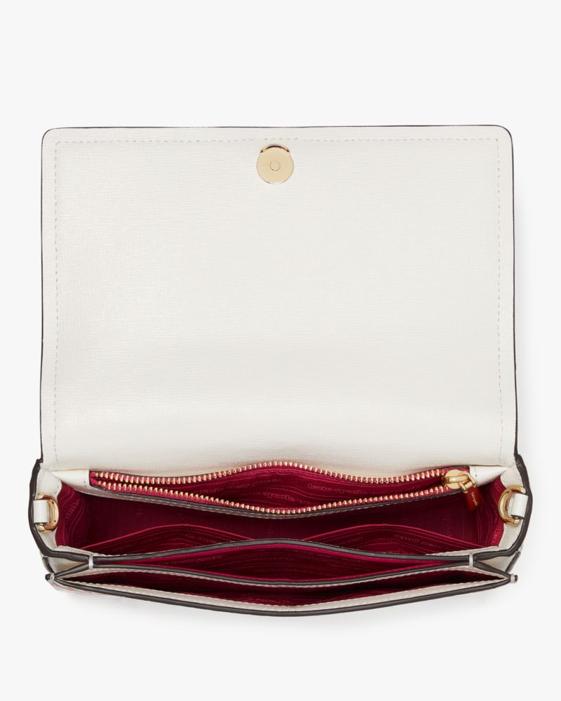 KateSpade Morgan Pineapple Embossed Flap Chain Wallet Cream Multi