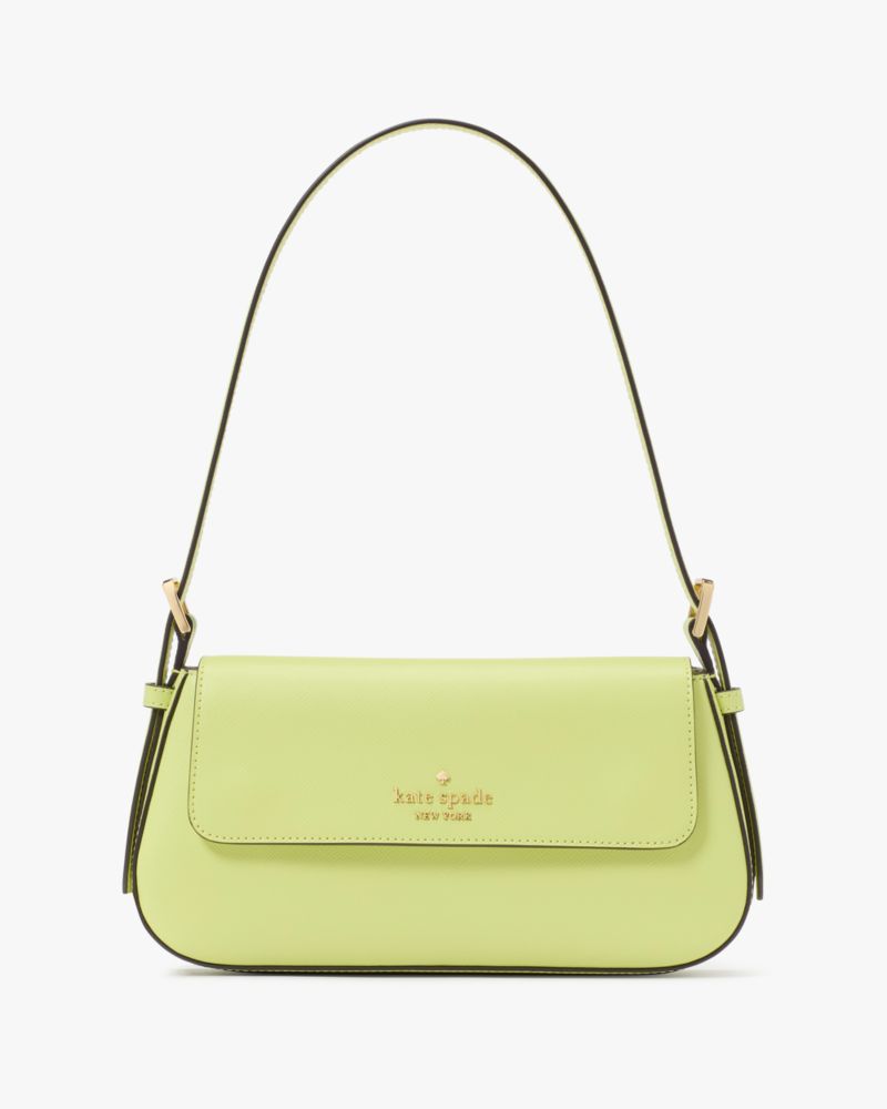 KateSpade Madison Saffiano Leather Small Flap Shoulder Bag Lime Slushy