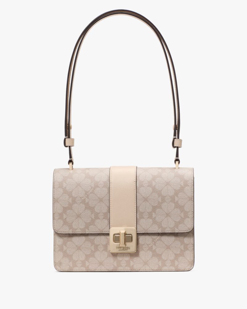 KateSpade Spade Flower Small Flap Shoulder Bag Dark Beige Multi