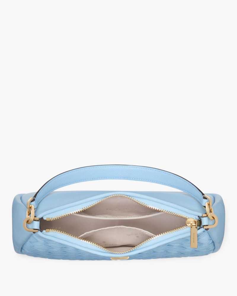 KateSpade Kayla Woven Leather Small Convertible Shoulder Bag Montauk Blue