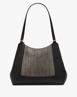 KateSpade Lena Straw Triple Compartment Shoulder Bag Black Multi