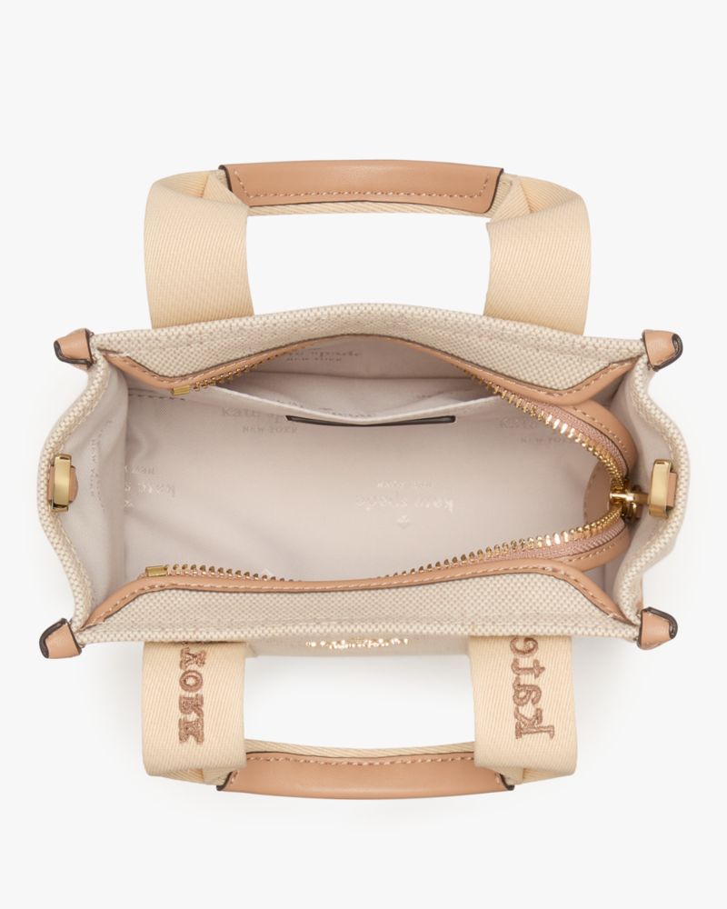 KateSpade Kip Canvas Mini Tote Bag Light Fawn Multi