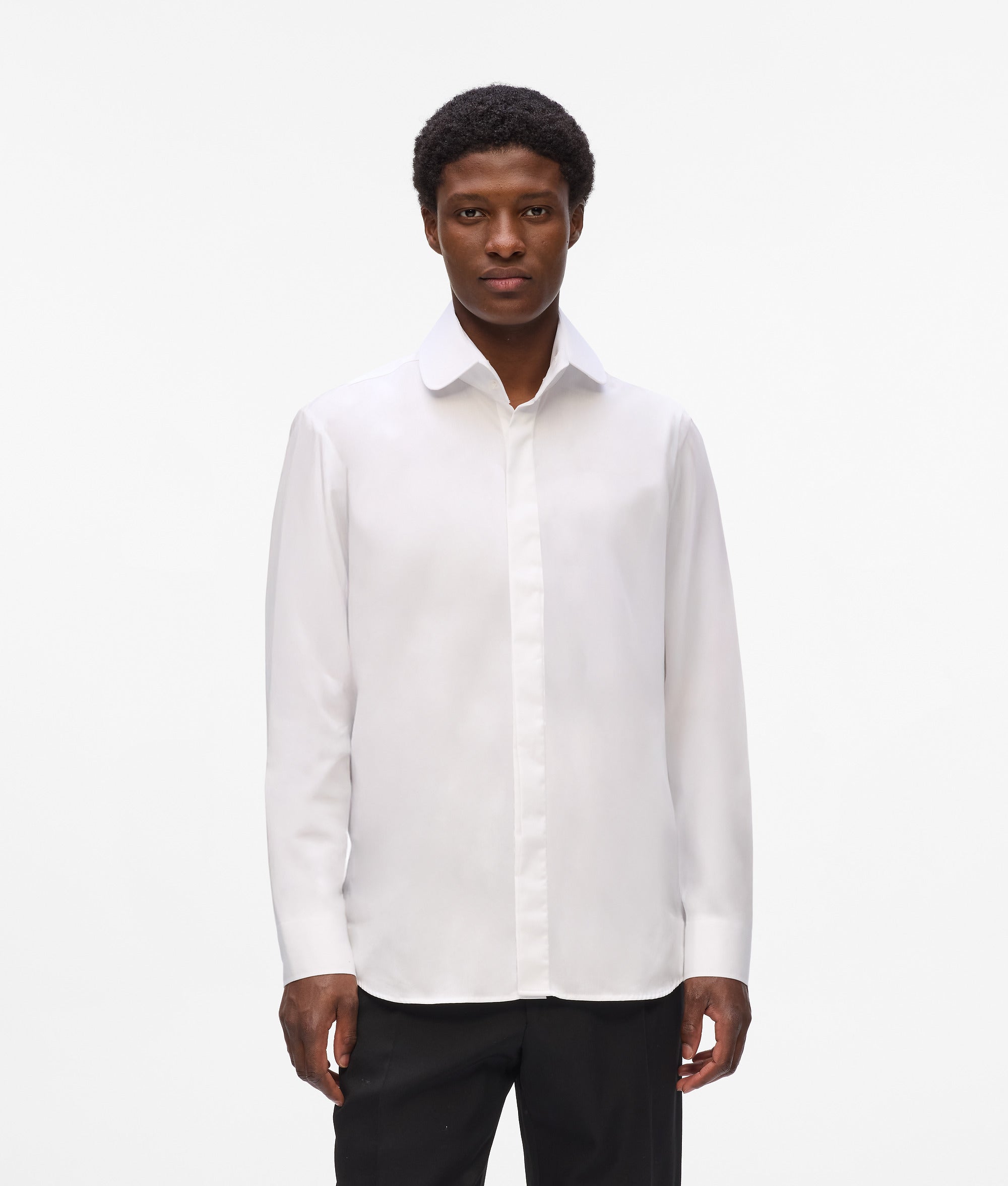 Karl Lagerfeld Rounded Collar Shirt White