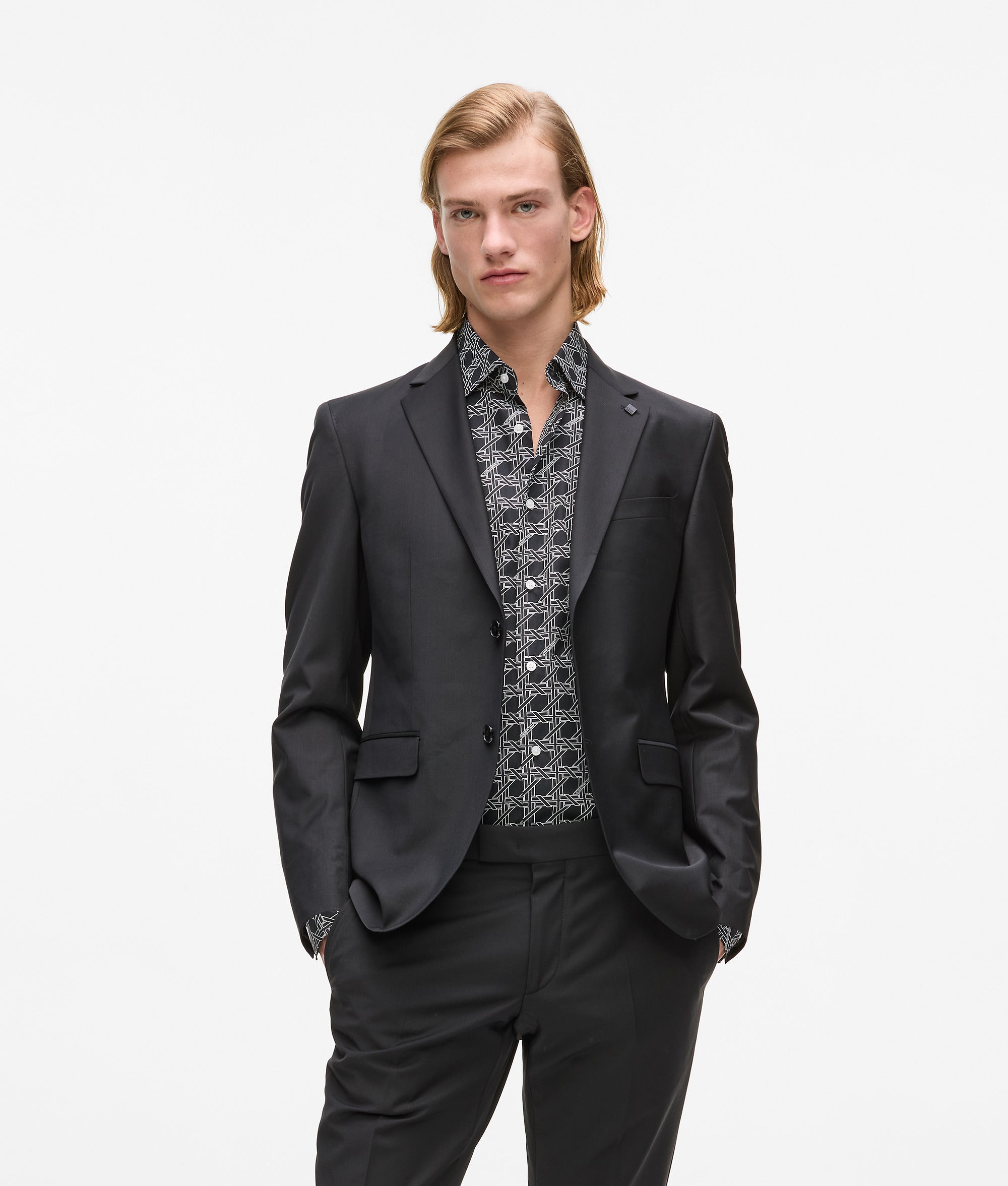 Karl Lagerfeld Slim-Fit Black Blazer Black