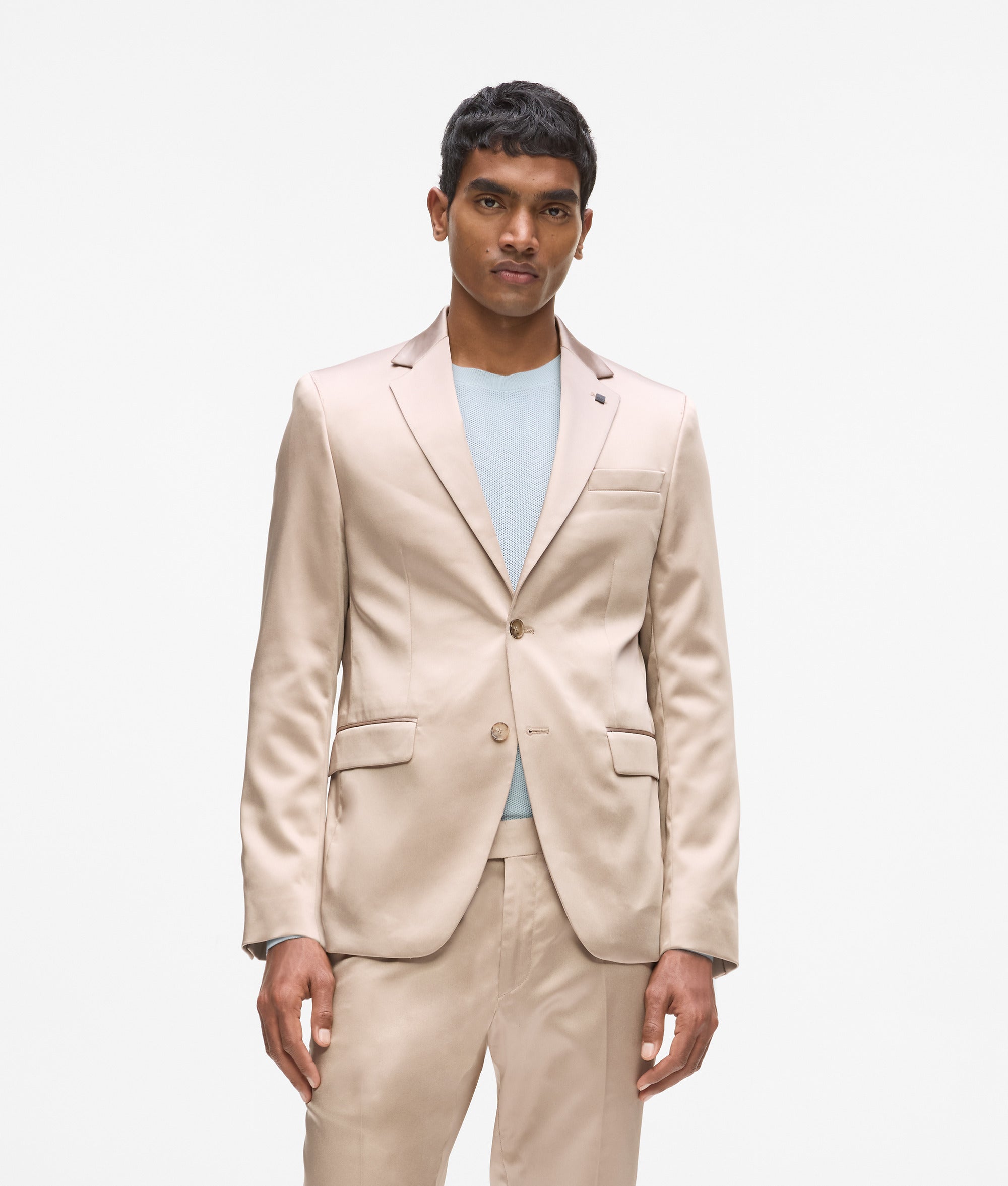 Karl Lagerfeld Satin Blazer Camel