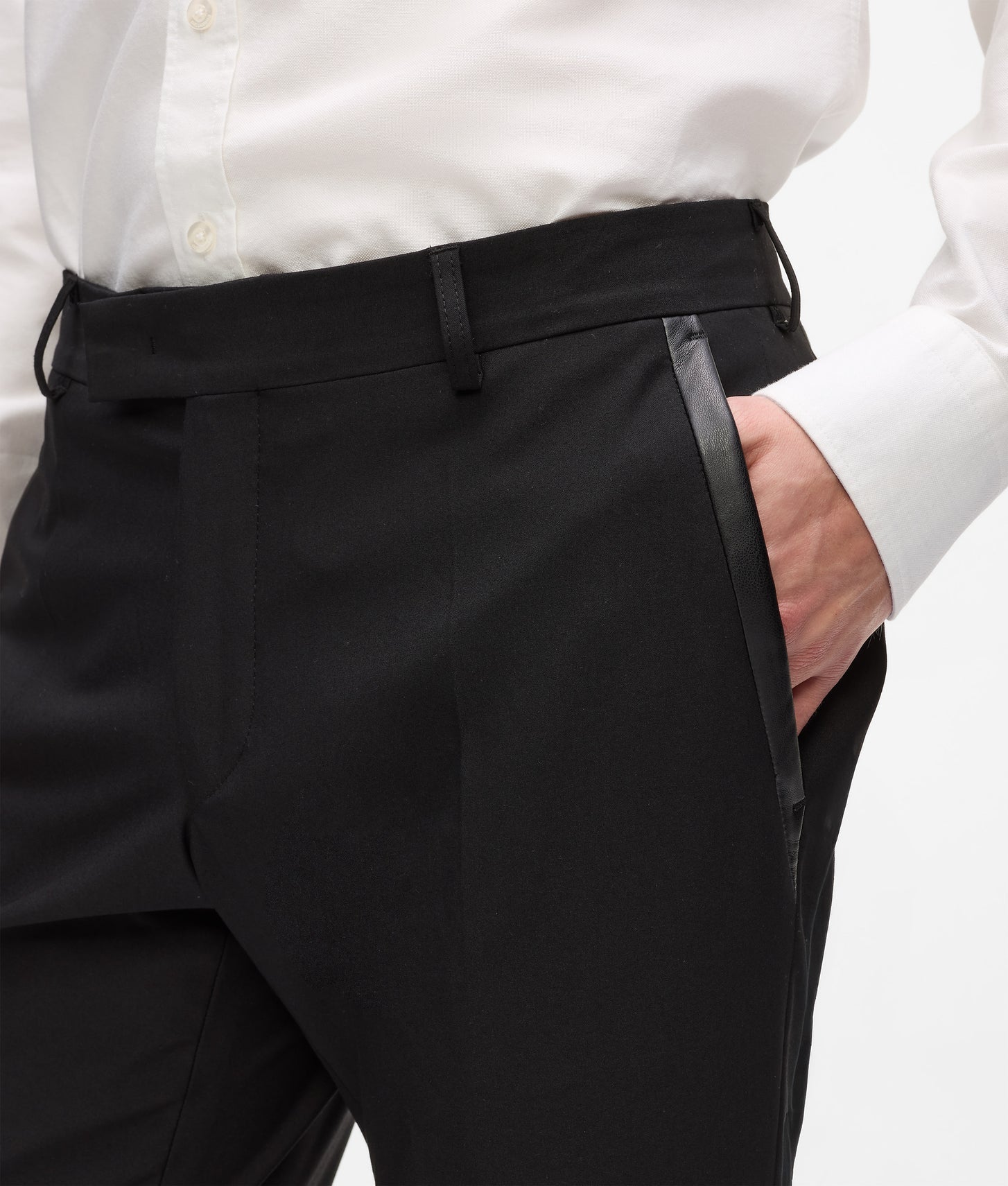Karl Lagerfeld Faux-Leather Detail Pants Black