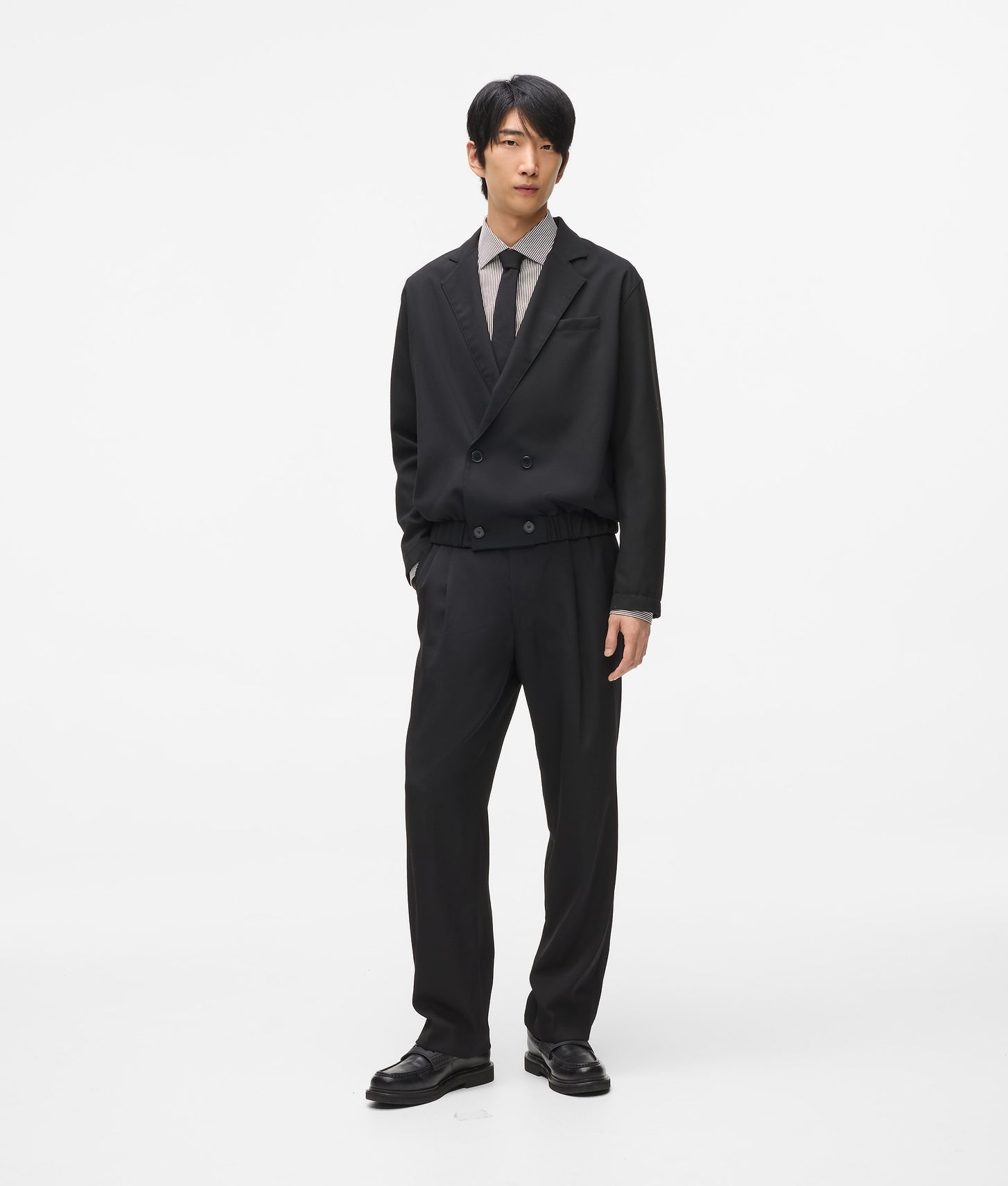 Karl Lagerfeld Short Double-Breasted Blazer Black