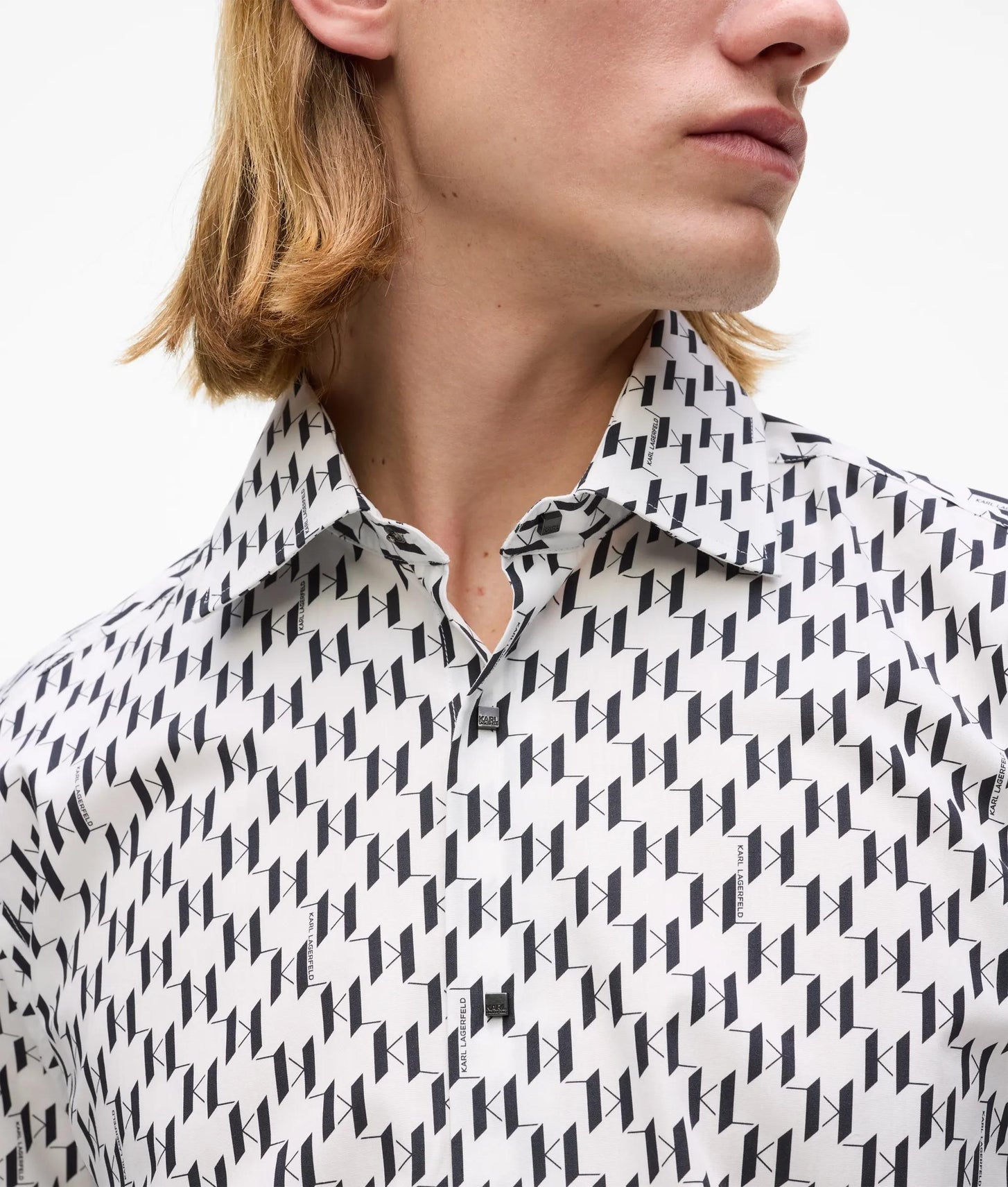 Karl Lagerfeld All-Over Monogram Shirt White/Black