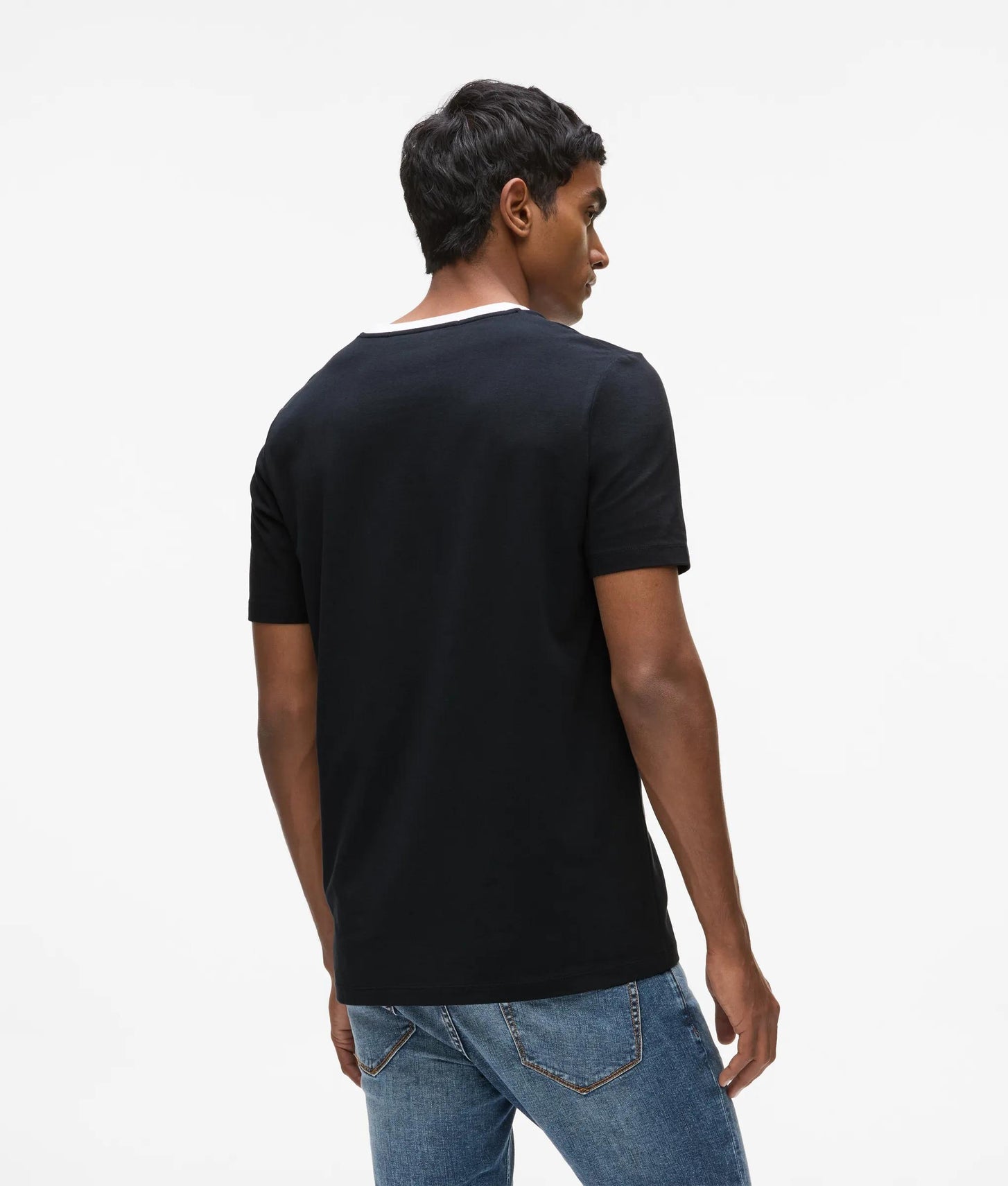 Karl Lagerfeld Contrast V-Neck T-Shirt Black
