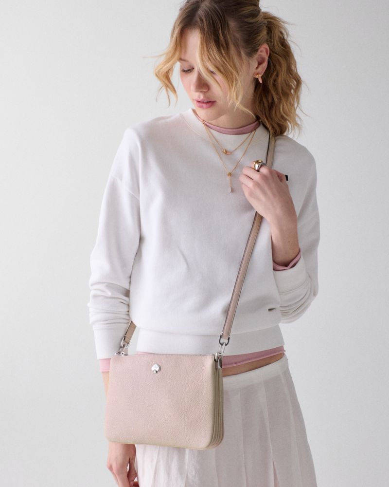 KateSpade Kayla Small Triple Compartment Crossbody Powdered Sugar