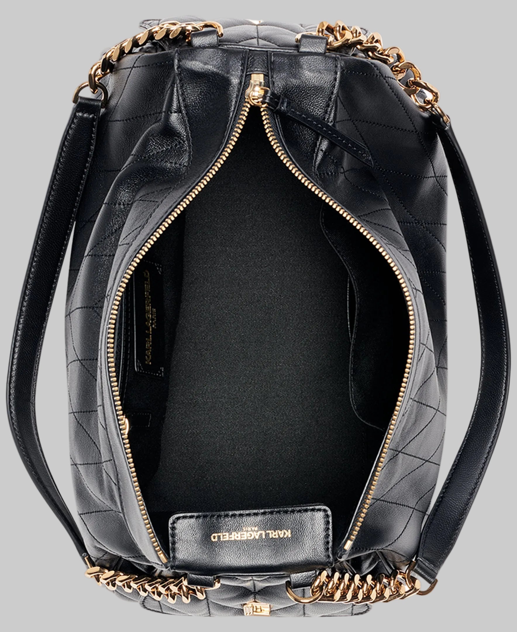 KarlLagerfeld Lafayette satchel with karl puff charm black