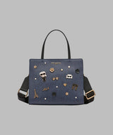 KarlLagerfeld Maybelle denim satchel with pins denim blue