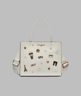 KarlLagerfeld Maybelle duo top handle satchel white