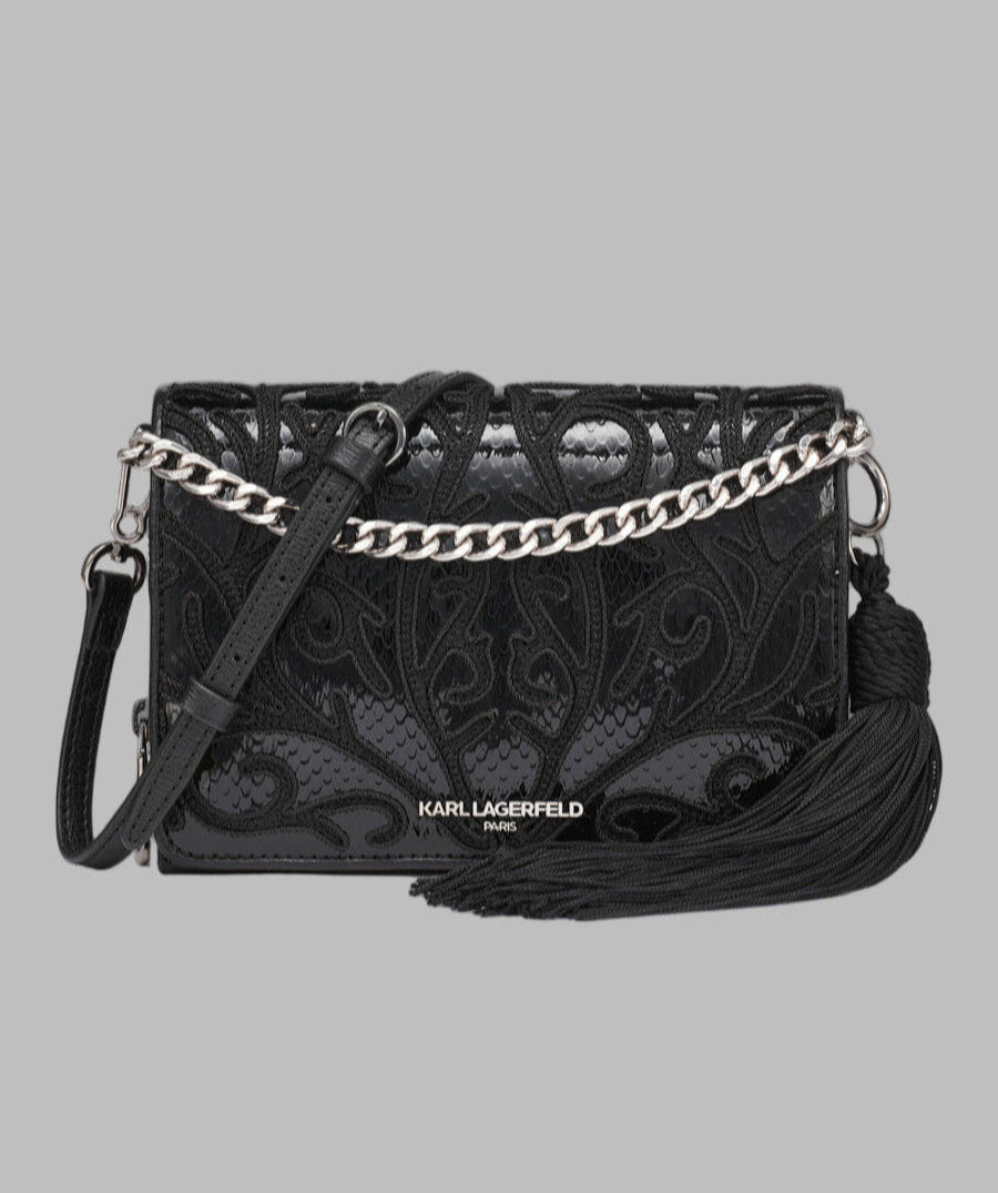 KarlLagerfeld Lourdes crossbody black embriodered black