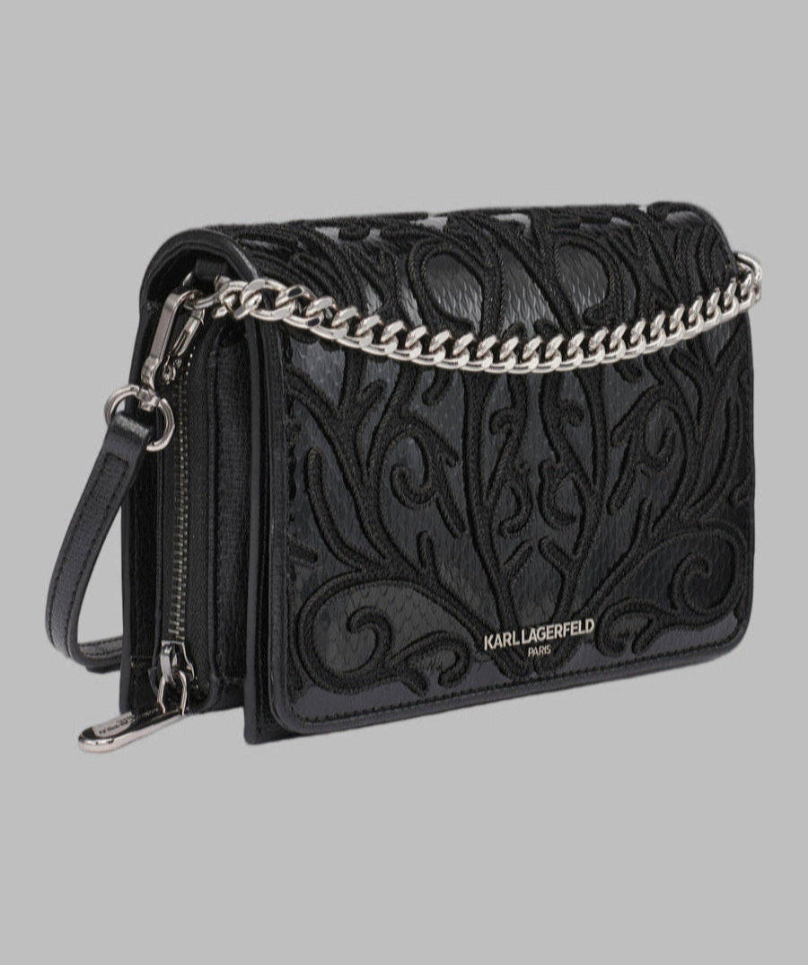 KarlLagerfeld Lourdes crossbody black embriodered black