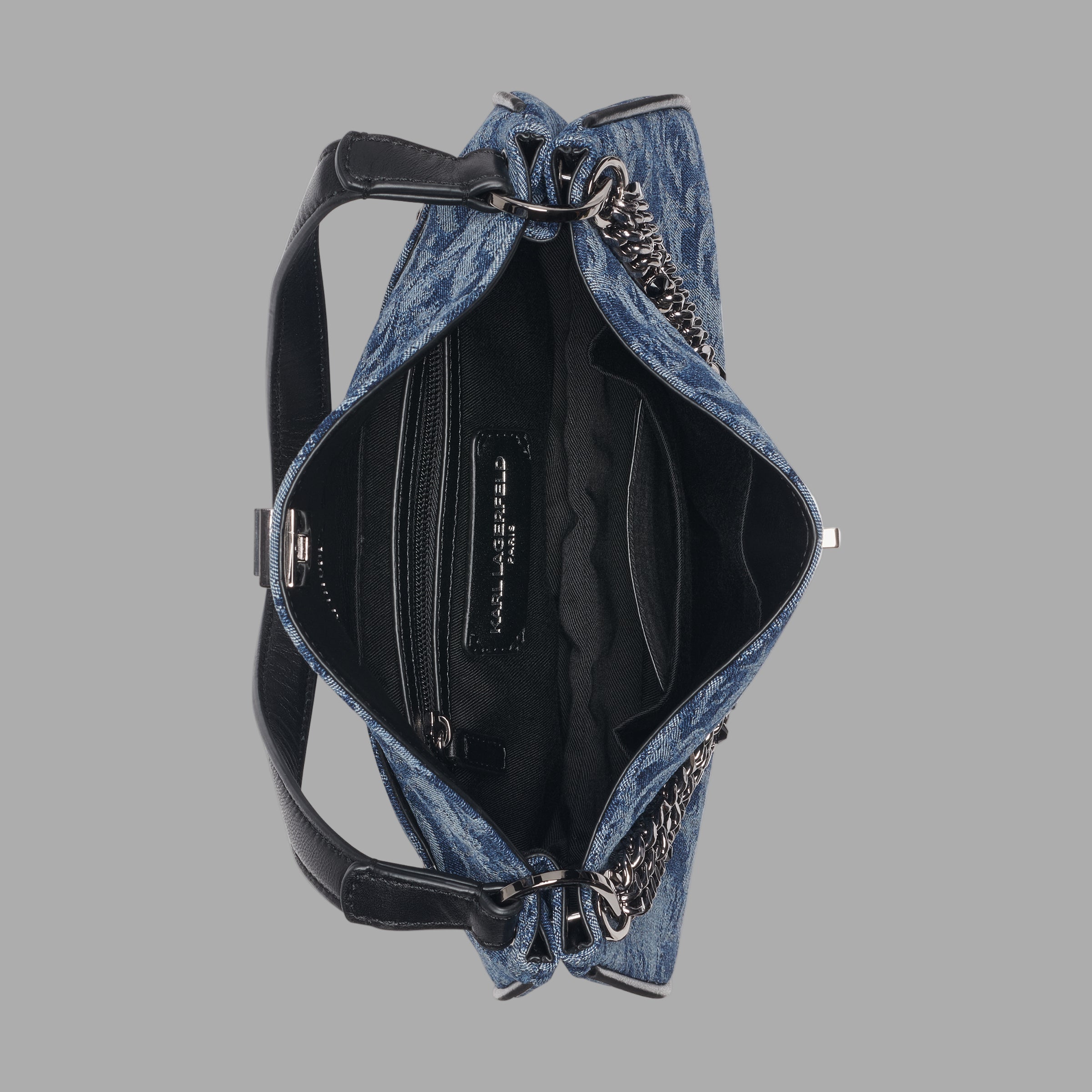 KarlLagerfeld Nadine denim jacquard shoulder bag blue