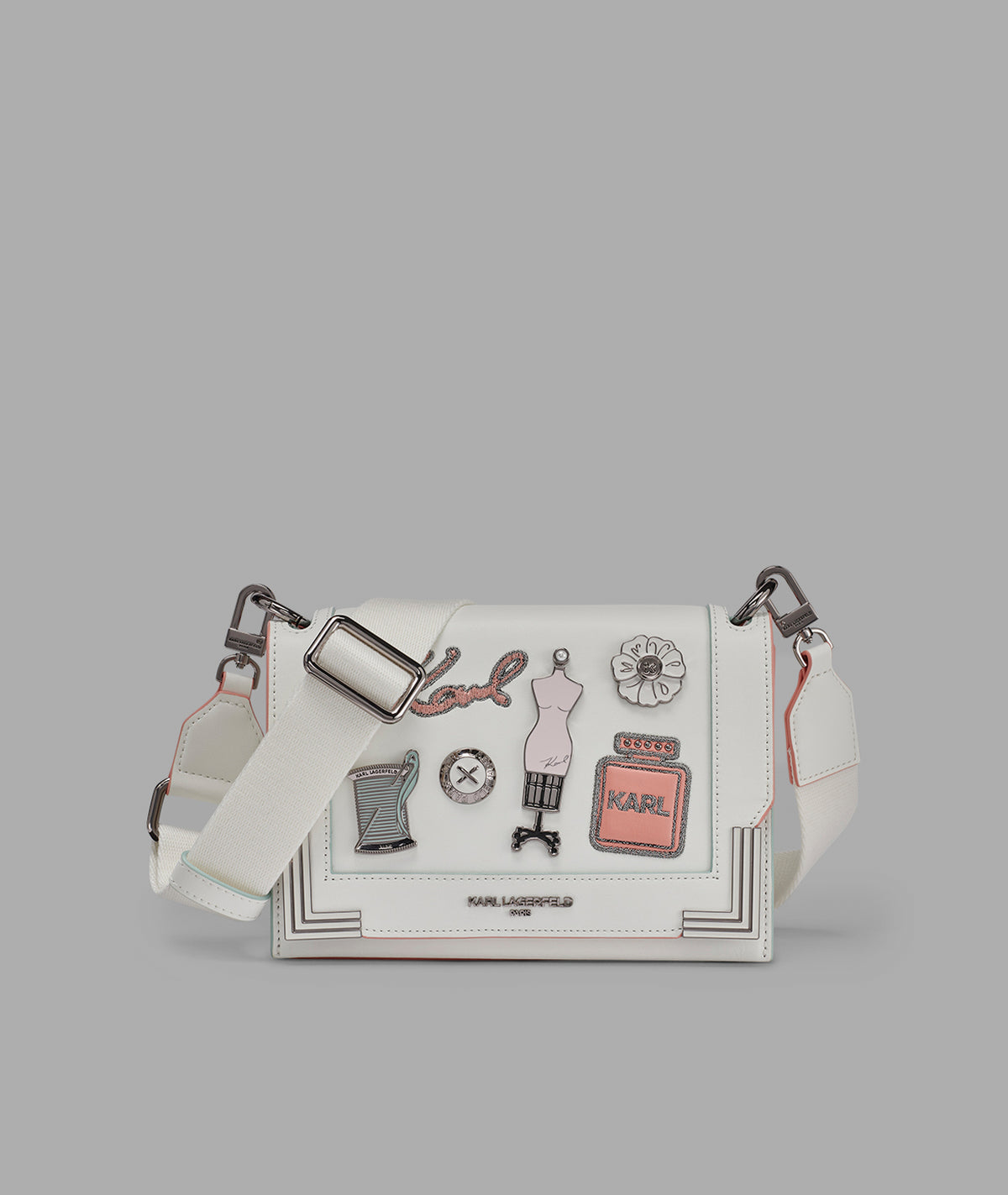 KarlLagerfeld Camille shoulder with oversized fashion pins winter white/silver