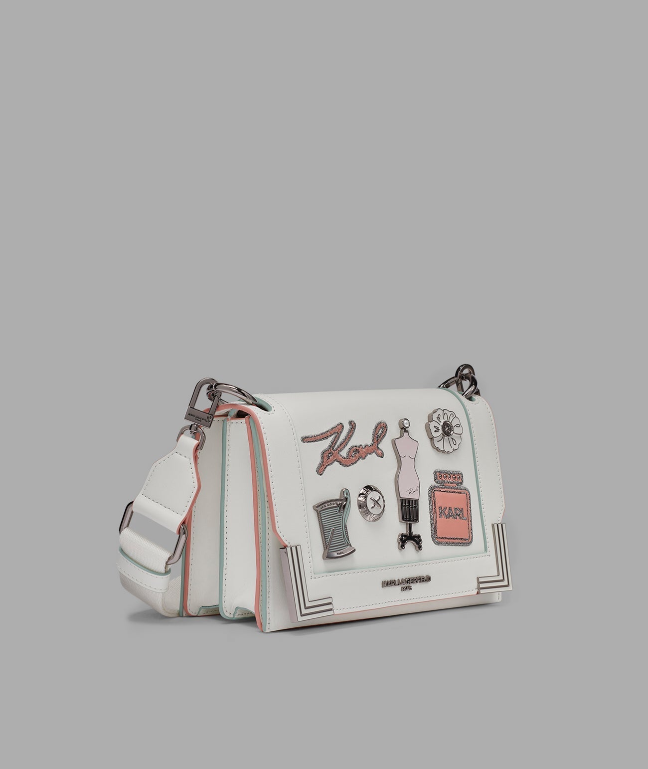 KarlLagerfeld Camille shoulder with oversized fashion pins winter white/silver