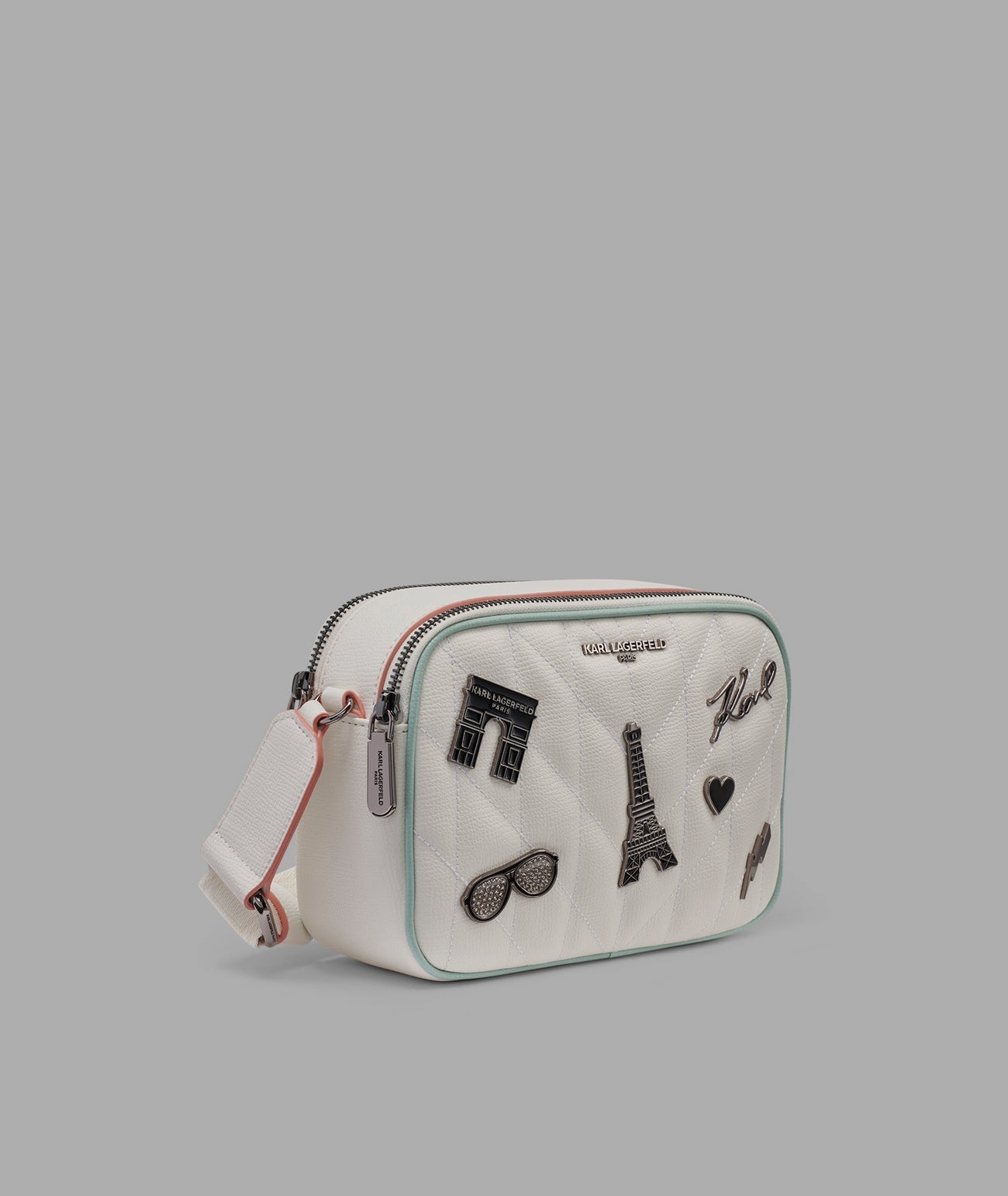 KarlLagerfeld Maybelle crossbody with paris pins winter white/silver