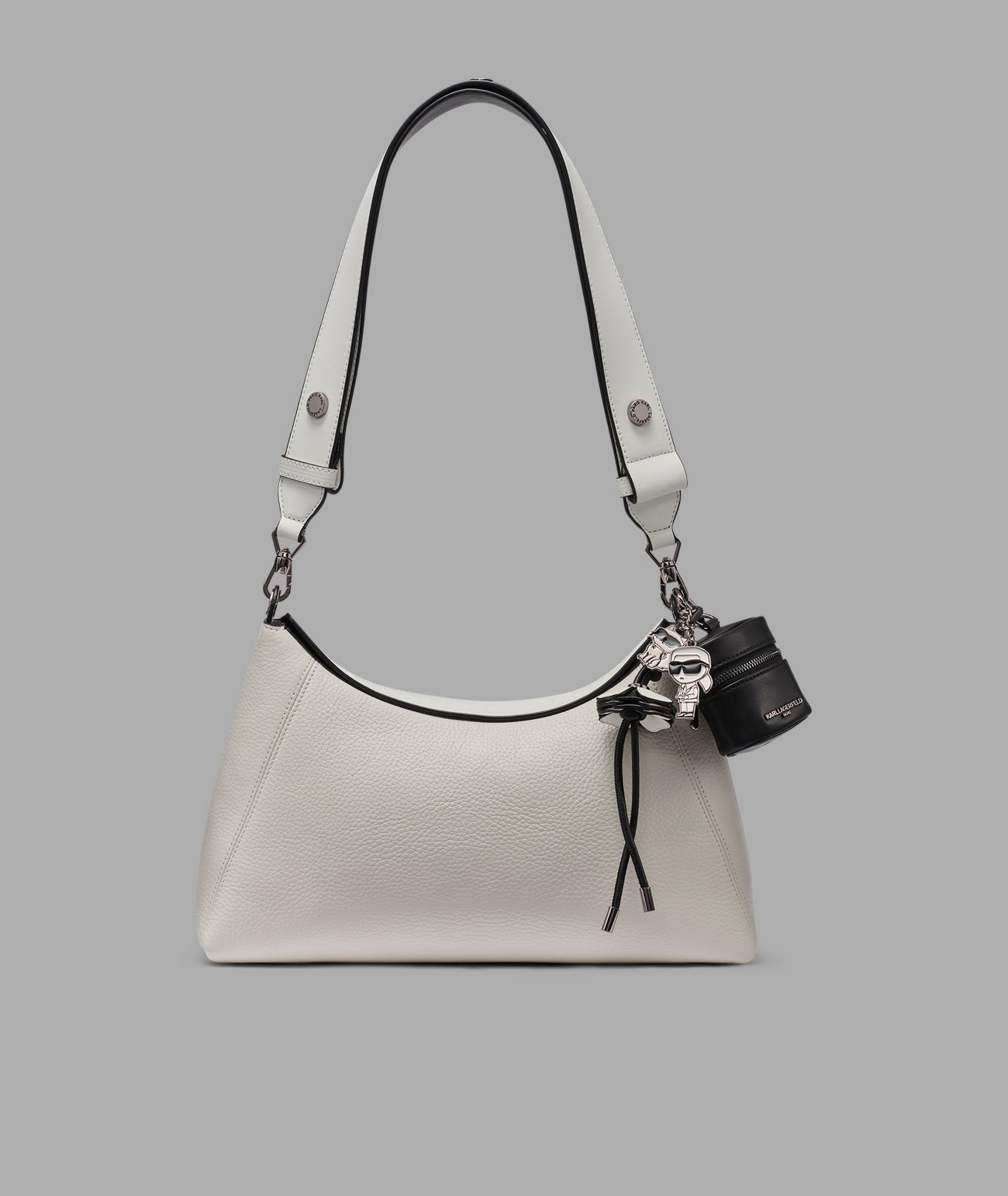 KarlLagerfeld Nikole mini crossbody with hangoff winter white/silver
