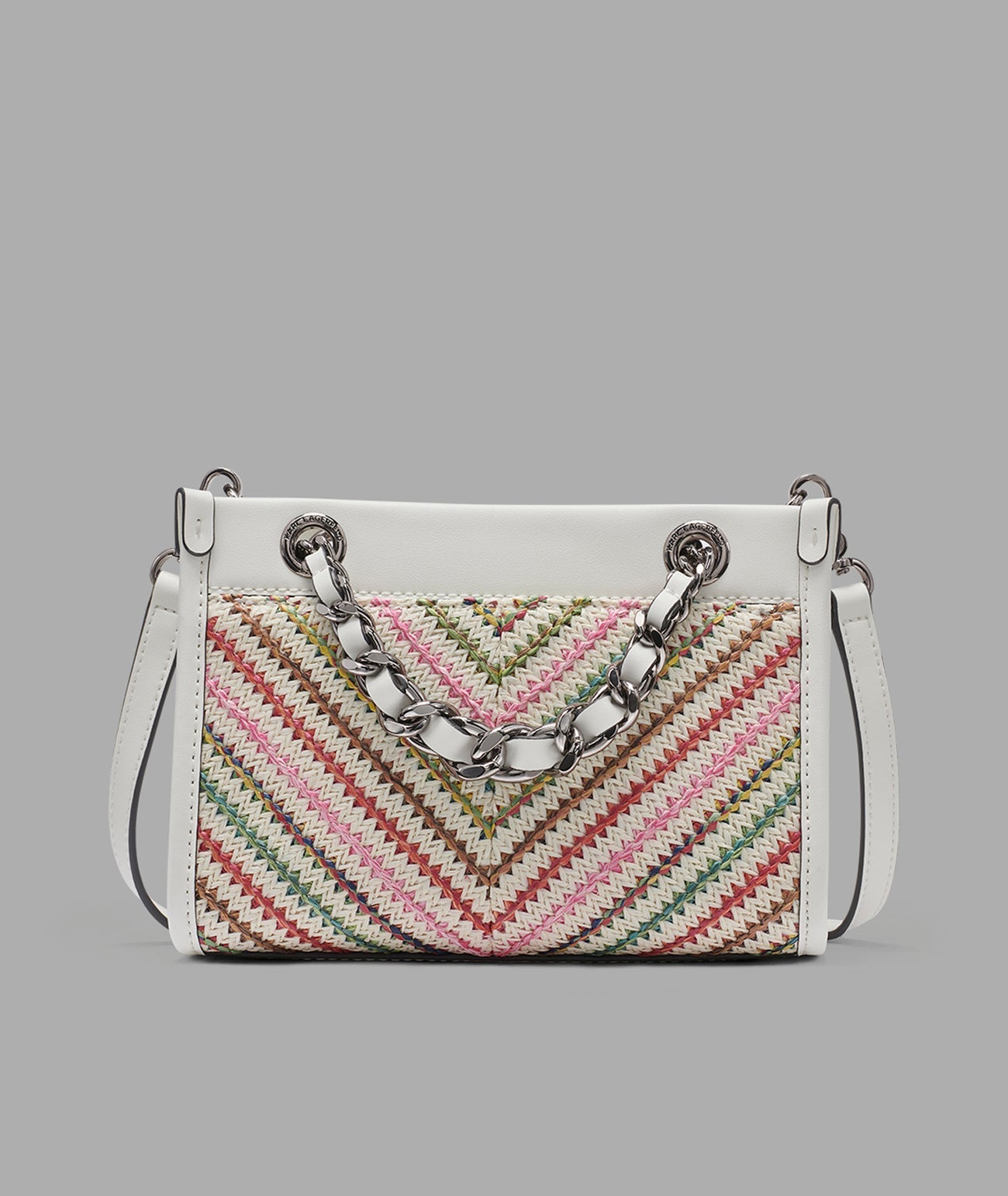 KarlLagerfeld Savoie raffia mini crossbody with chain strap raffia multi combo
