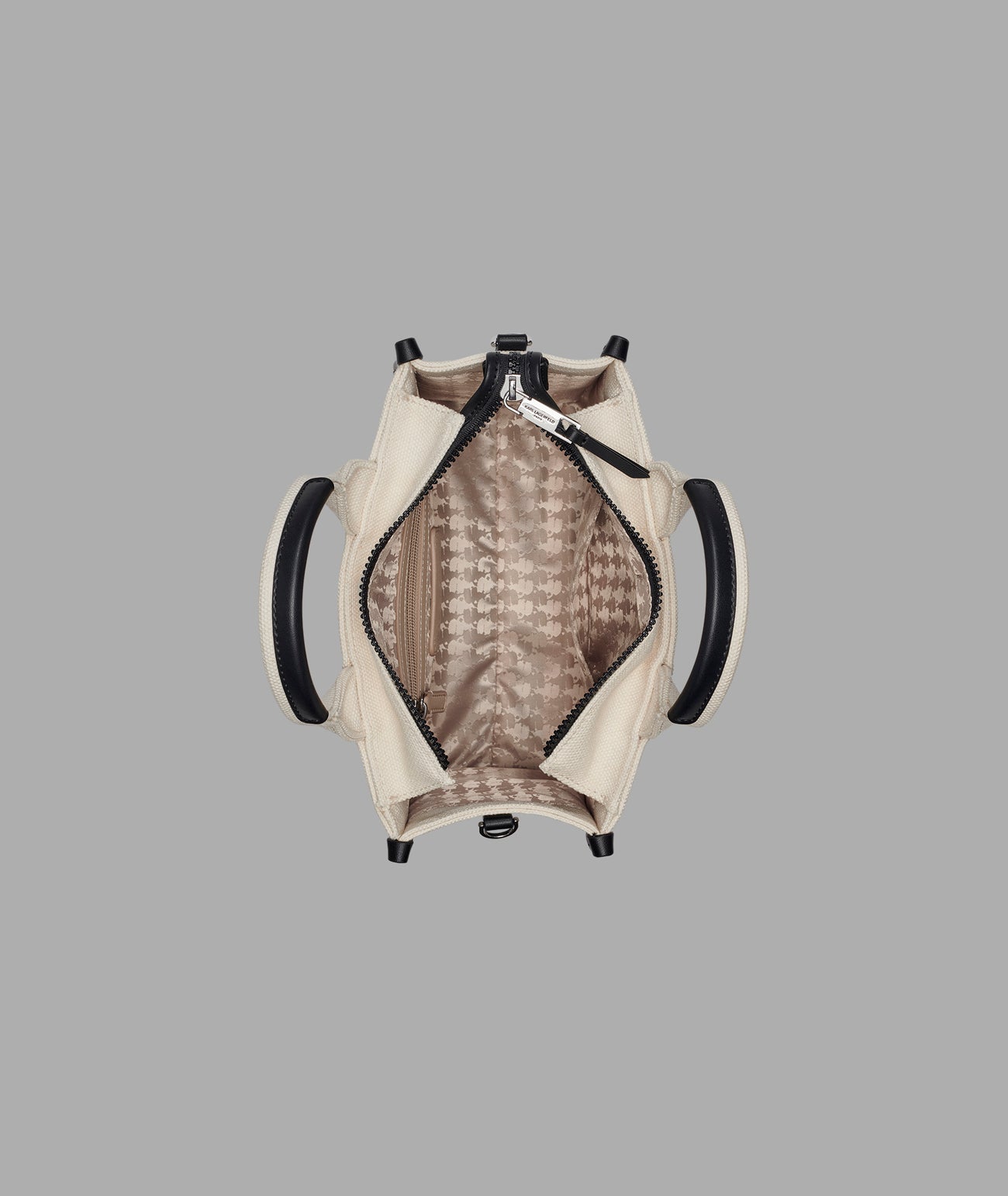 KarlLagerfeld Kristina small tote with top zipper natural