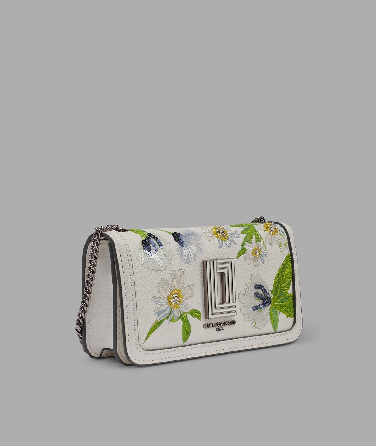 KarlLagerfeld Kosette floral embroidered shoulder bag white multi