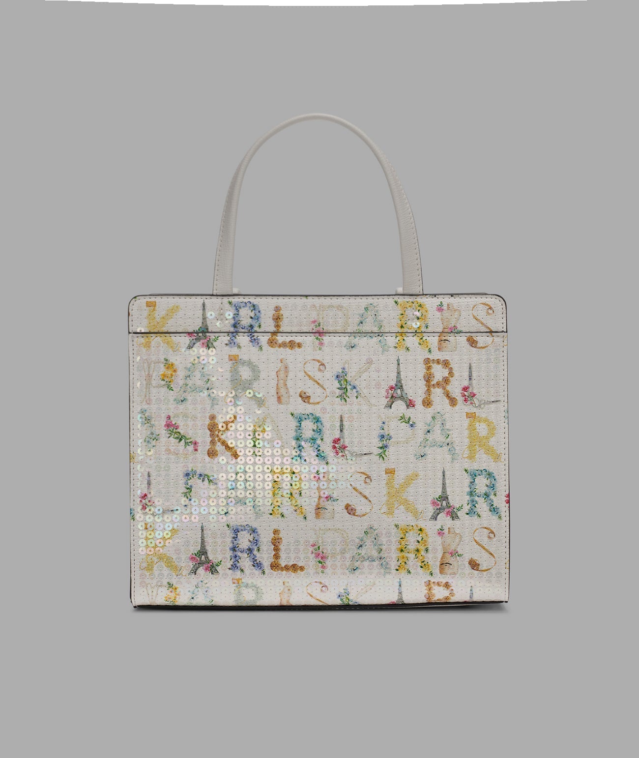 KarlLagerfeld Maybelle satchel with sequins winter white multi