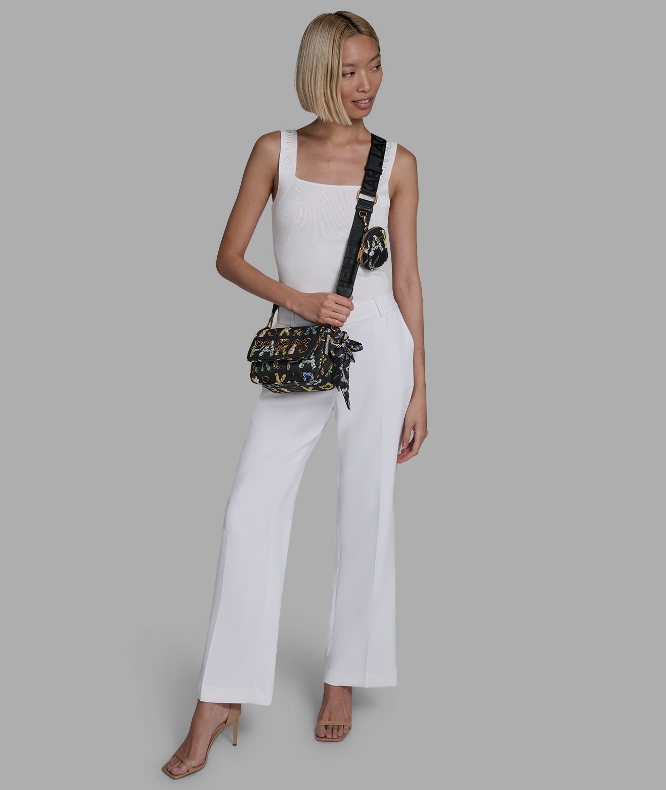 KarlLagerfeld Voyage logo crossbody with bow black multi