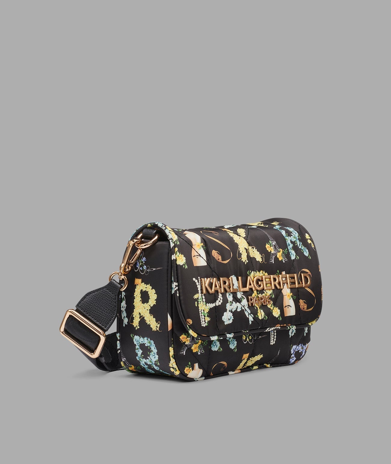 KarlLagerfeld Voyage logo crossbody with bow black multi