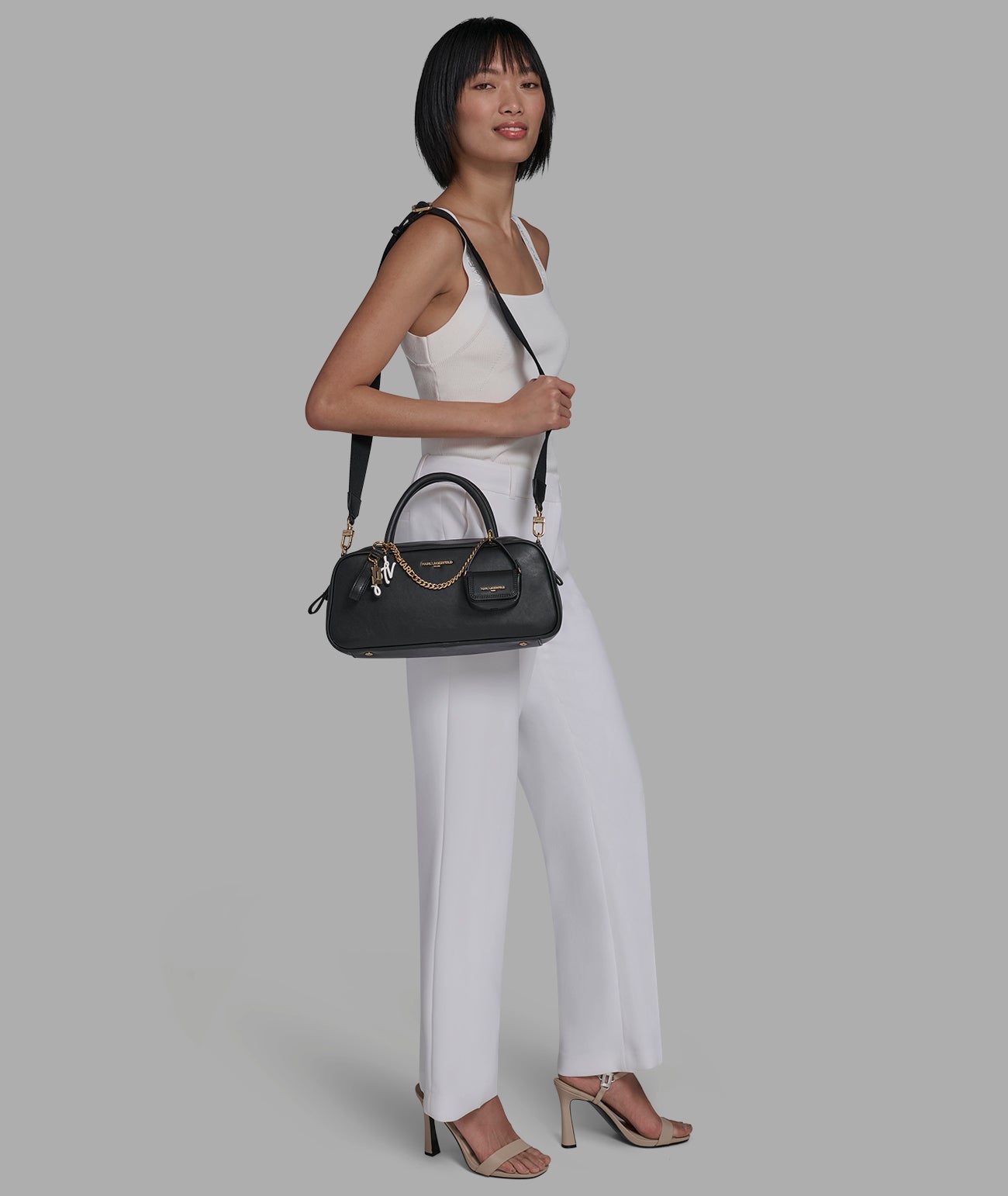 KarlLagerfeld Zaylia large satchel with chain & mini bag black / gold