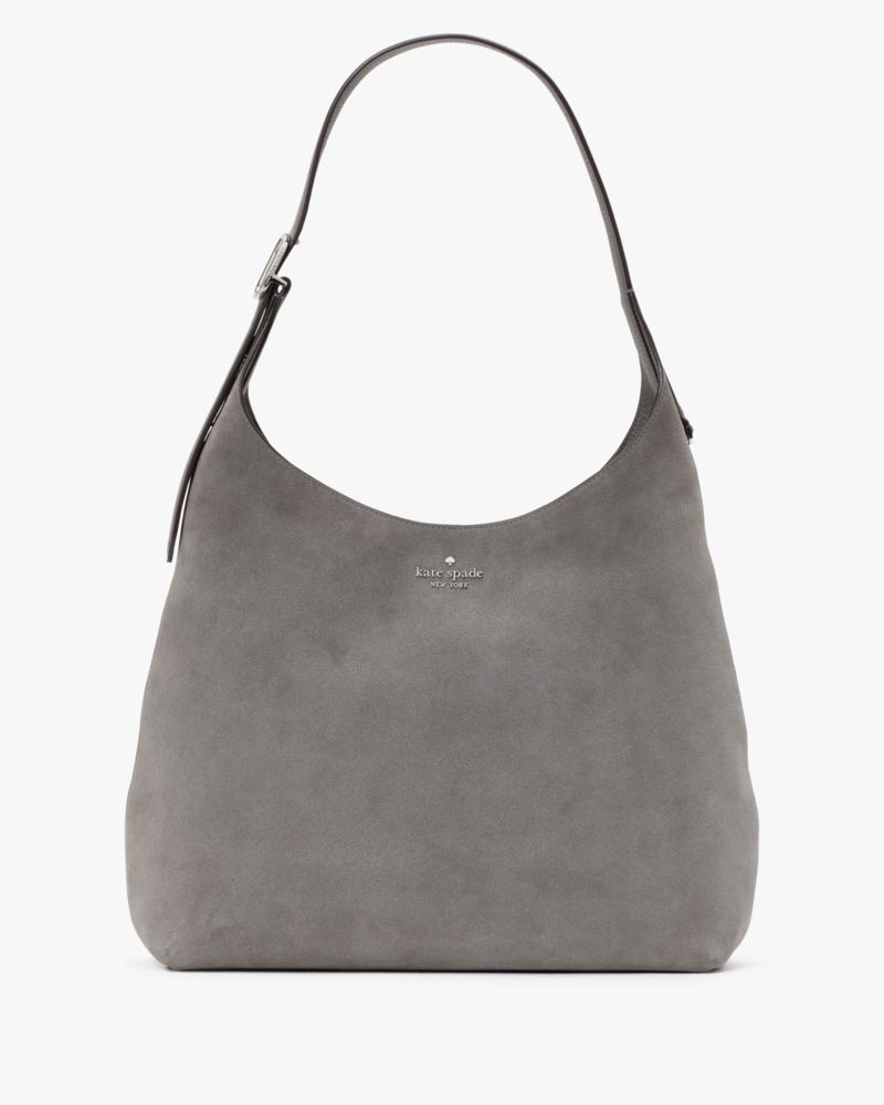 KateSpade 454 Suede Large Shoulder Bag Hare Grey