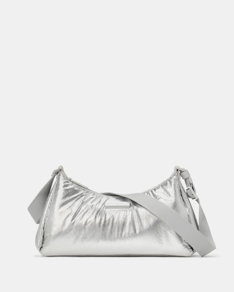 KateSpade Carter Metallic Fabric Small Shoulder Bag Silver