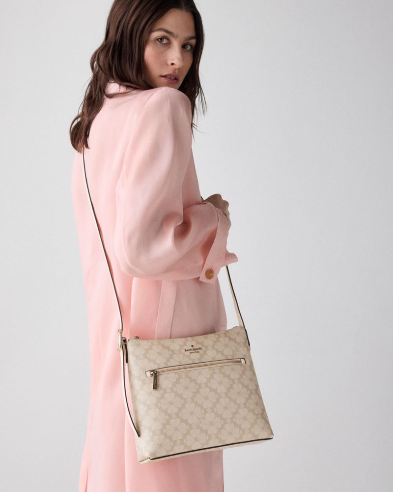 KateSpade 454 Spade Flower Swingpack Crossbody Bag Dark Beige Moon Dust