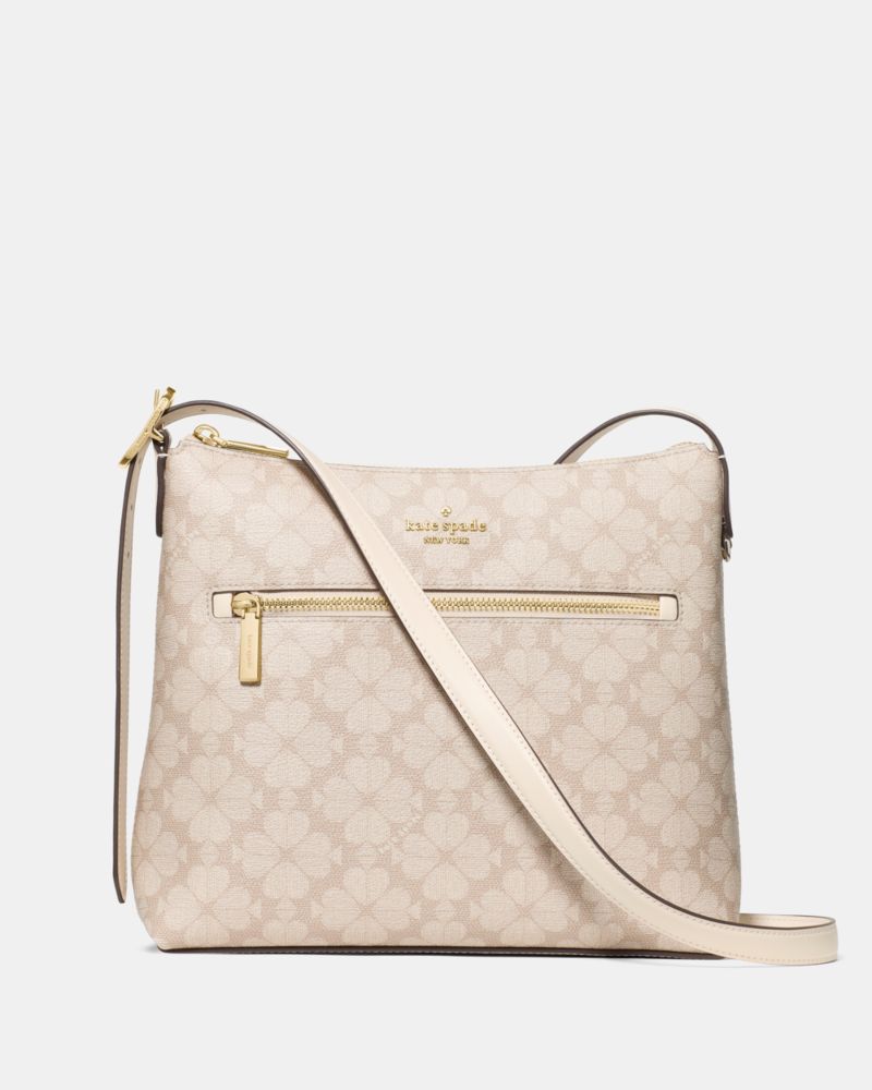 KateSpade 454 Spade Flower Swingpack Crossbody Bag Dark Beige Moon Dust