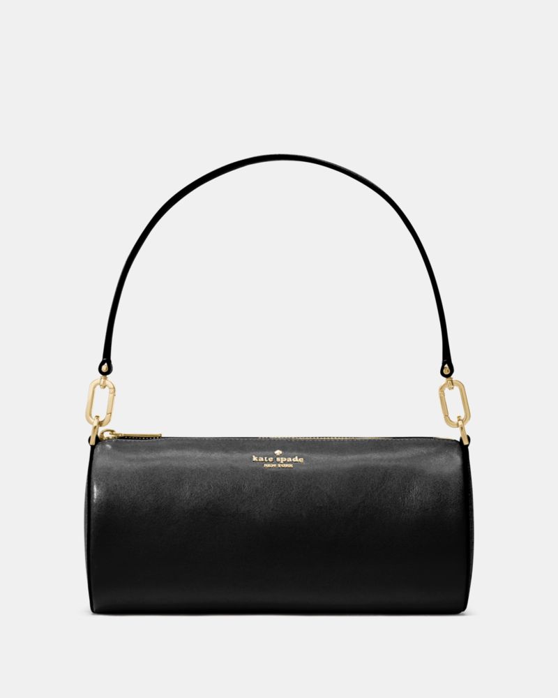 KateSpade Roulette Glazed Leather Medium Shoulder Bag Black