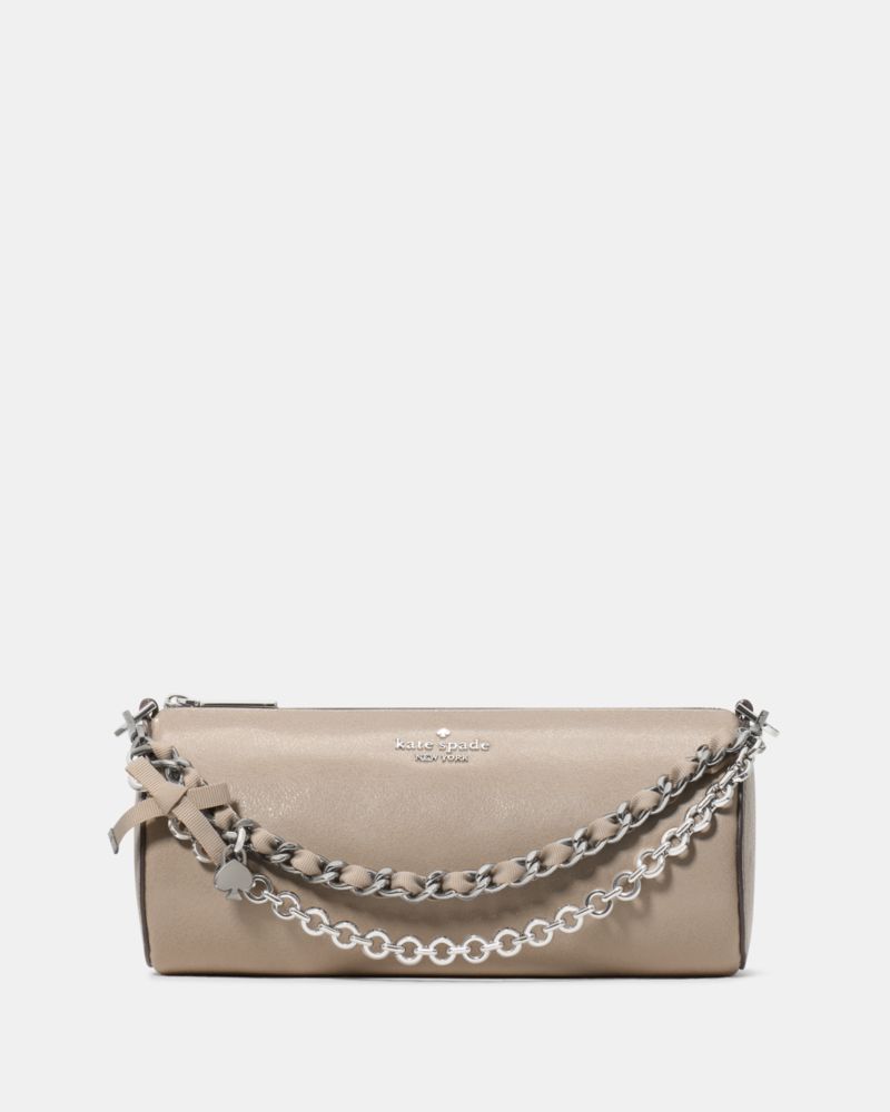 KateSpade Roulette Glazed Leather Mini Convertible Bag Quartz Pebble