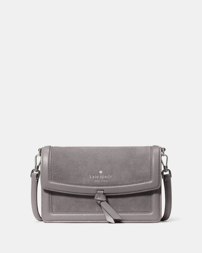 KateSpade Knott Suede Mini Flap Crossbody Hare Grey