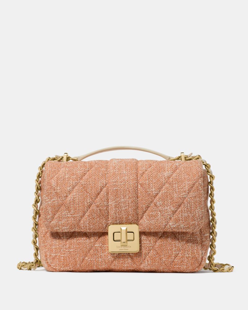 KateSpade Carey Quilted Tweed Crossbody Bag Orange Jasper Multi