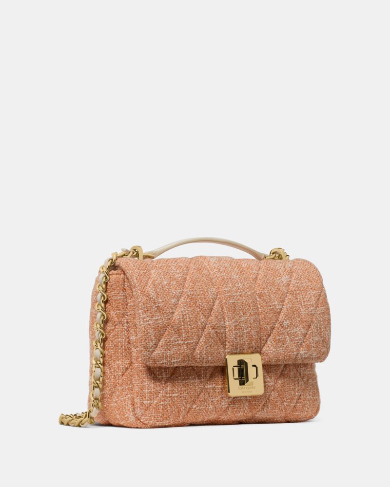 KateSpade Carey Quilted Tweed Crossbody Bag Orange Jasper Multi