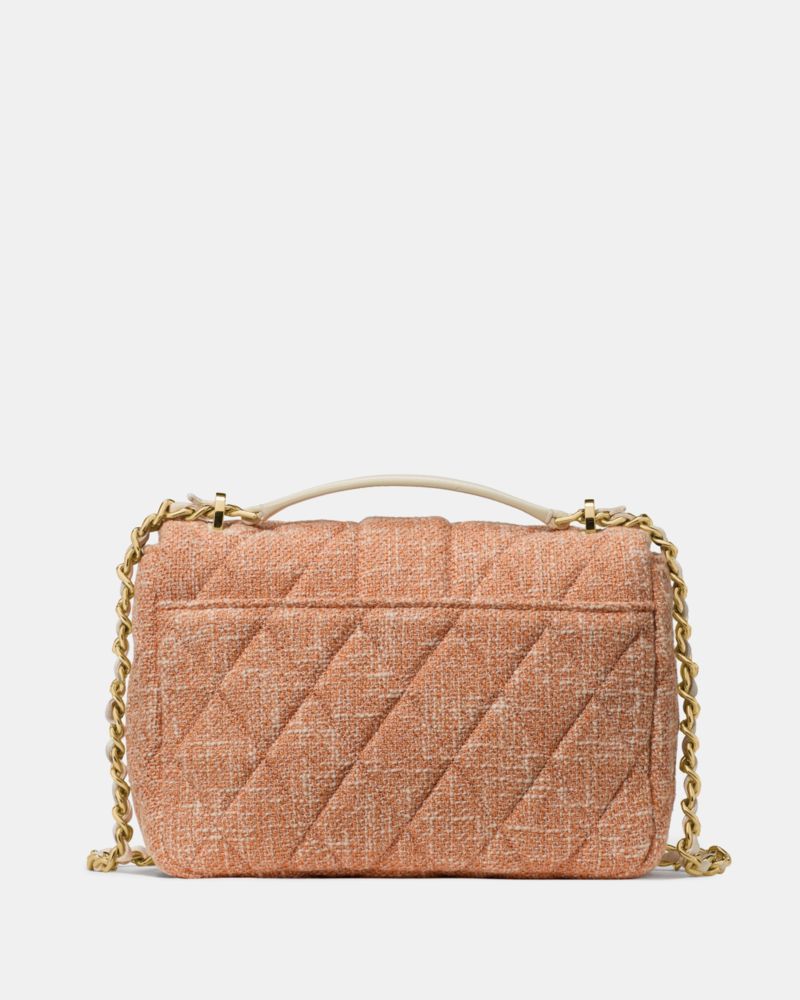 KateSpade Carey Quilted Tweed Crossbody Bag Orange Jasper Multi