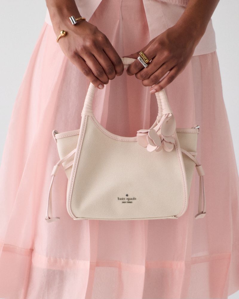 KateSpade Stash Canvas Floral Small Carryall Bag Pearl Pink Multi