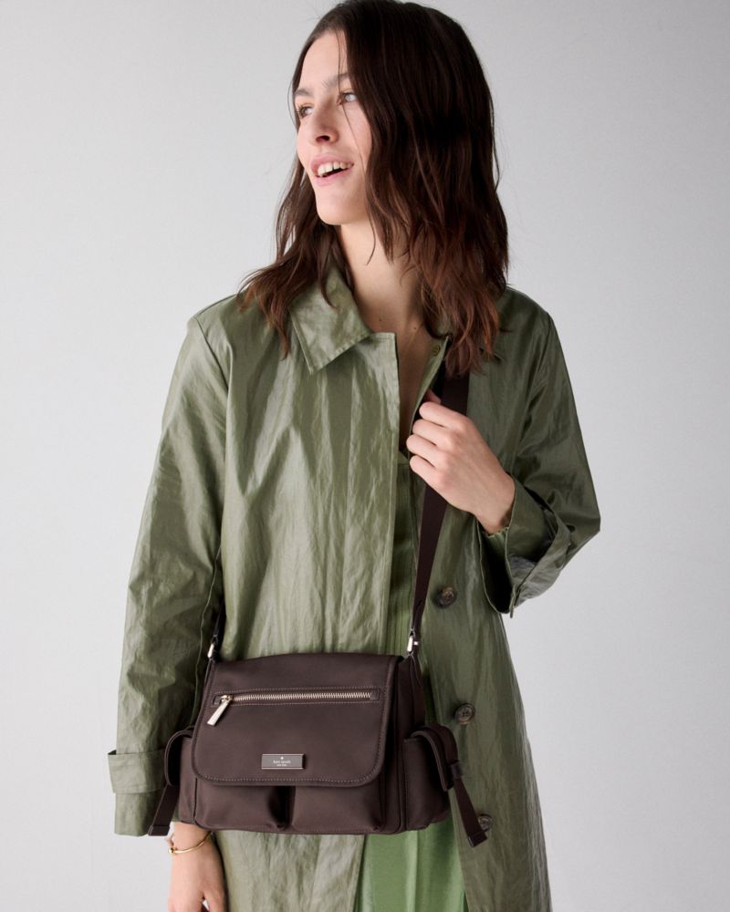 KateSpade Carter Nylon Messenger Cargo Crossbody Bag Hot Fudge