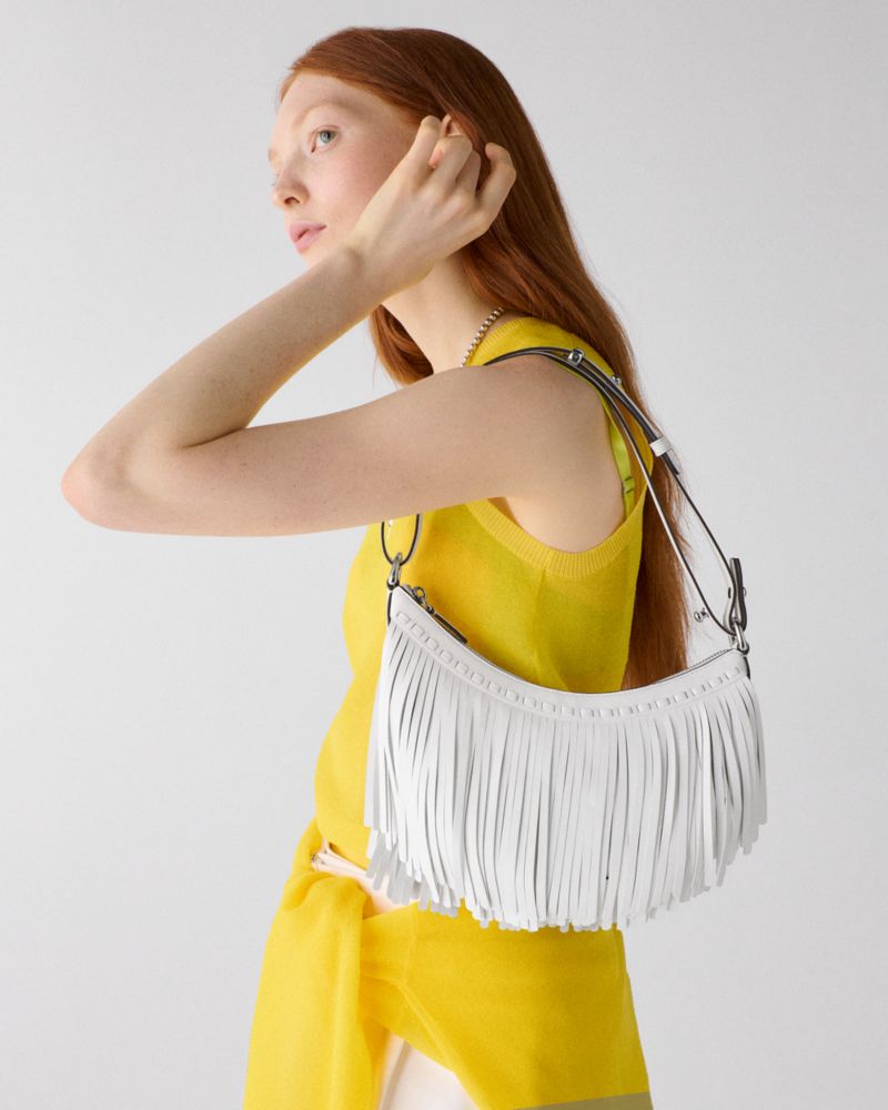 KateSpade Duo Fringe Crossbody Bag True White