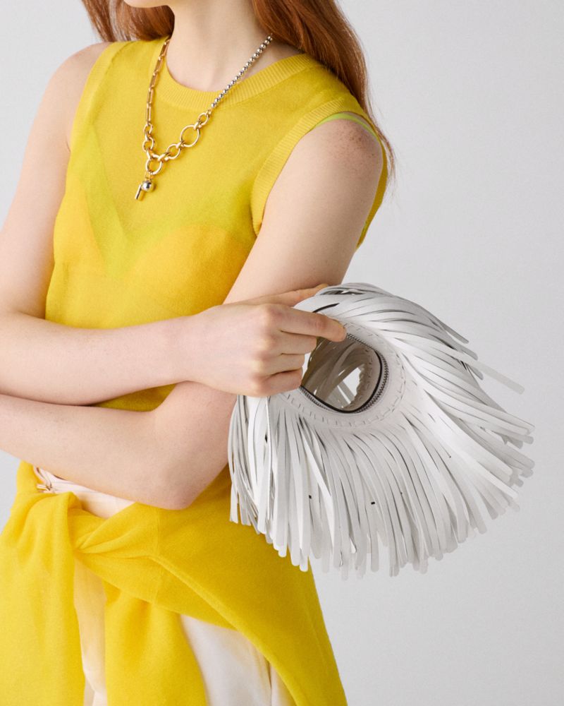 KateSpade Duo Fringe Crossbody Bag True White