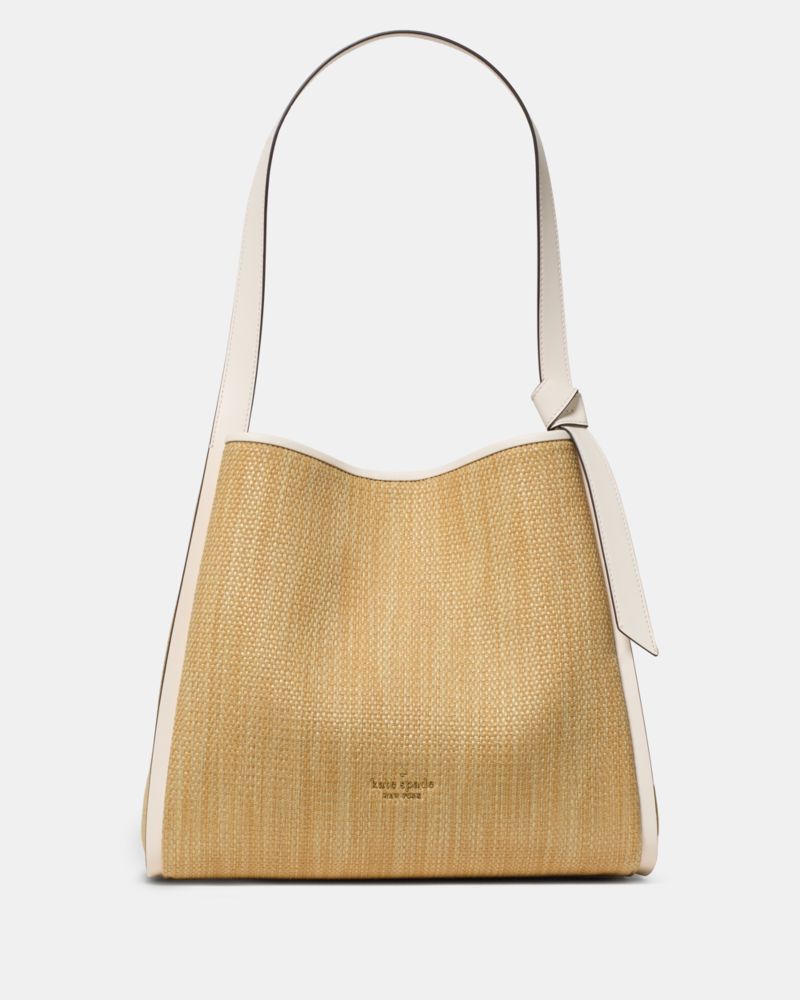KateSpade Knott Straw Large Carryall Bag Natural