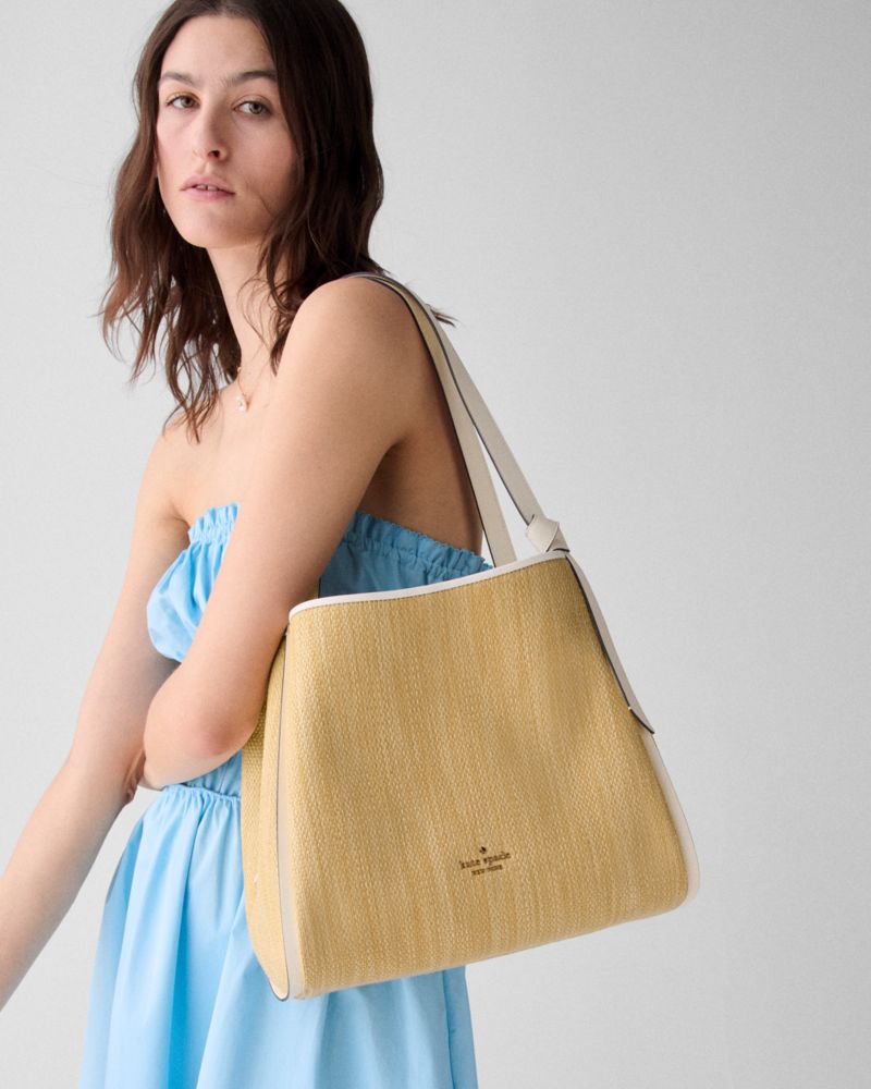 KateSpade Knott Straw Large Carryall Bag Natural