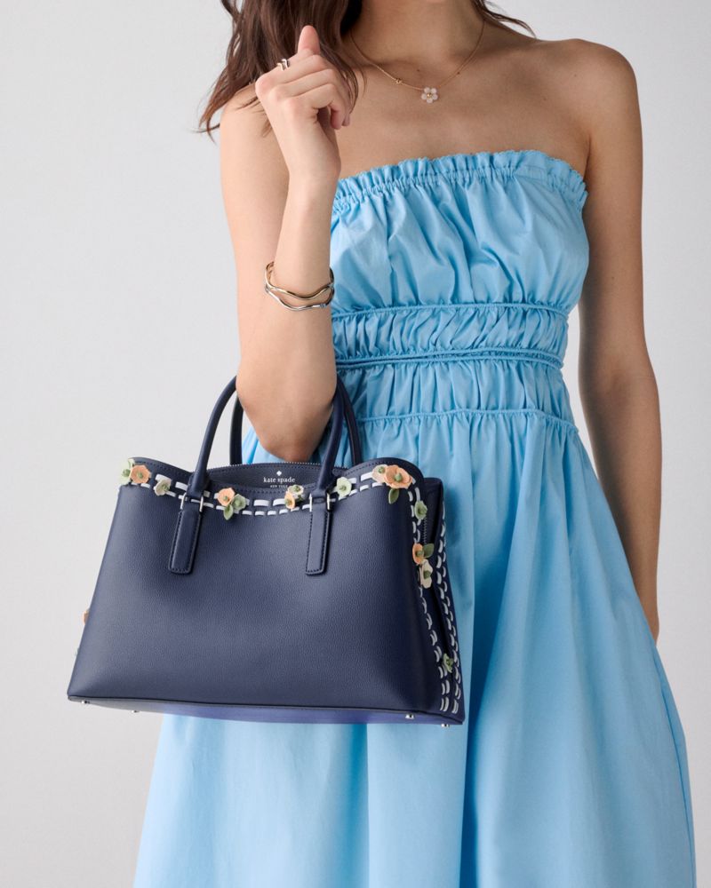 KateSpade Thompson Street Floral Satchel Bag Parisian Navy