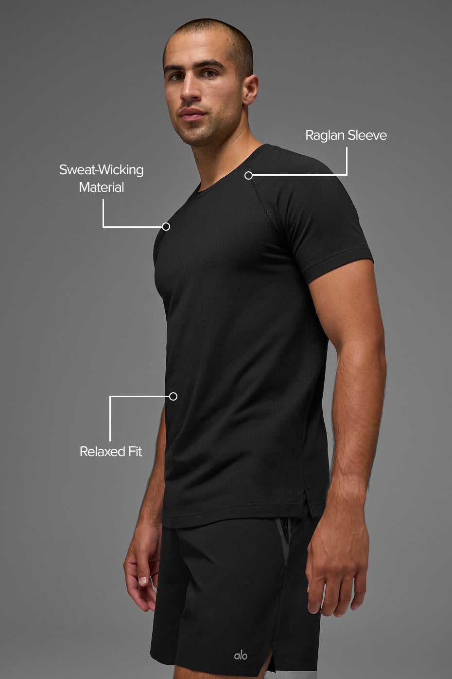 Alo Yoga ALO Vapor Crewneck Short Sleeve - Black