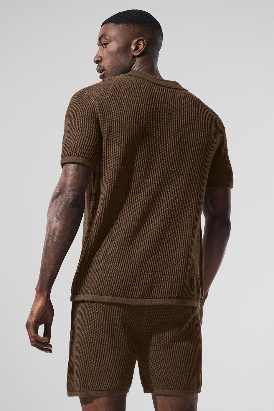 Alo Yoga Open-Knit Polo - Espresso
